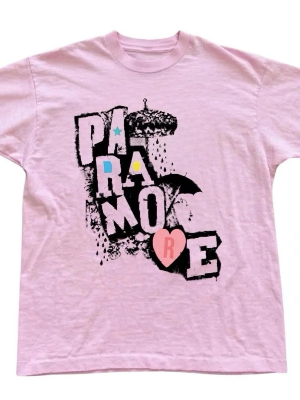 Light Pink Graphic Short Sleeve Tee with Paramore Black Print